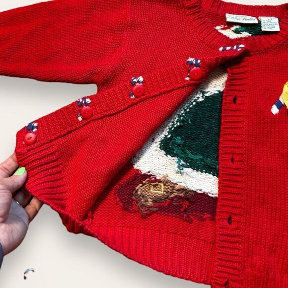 Polly Flinders Vintage Christmas Cardigan Sweater sz S/4 - Picture 6 of 13